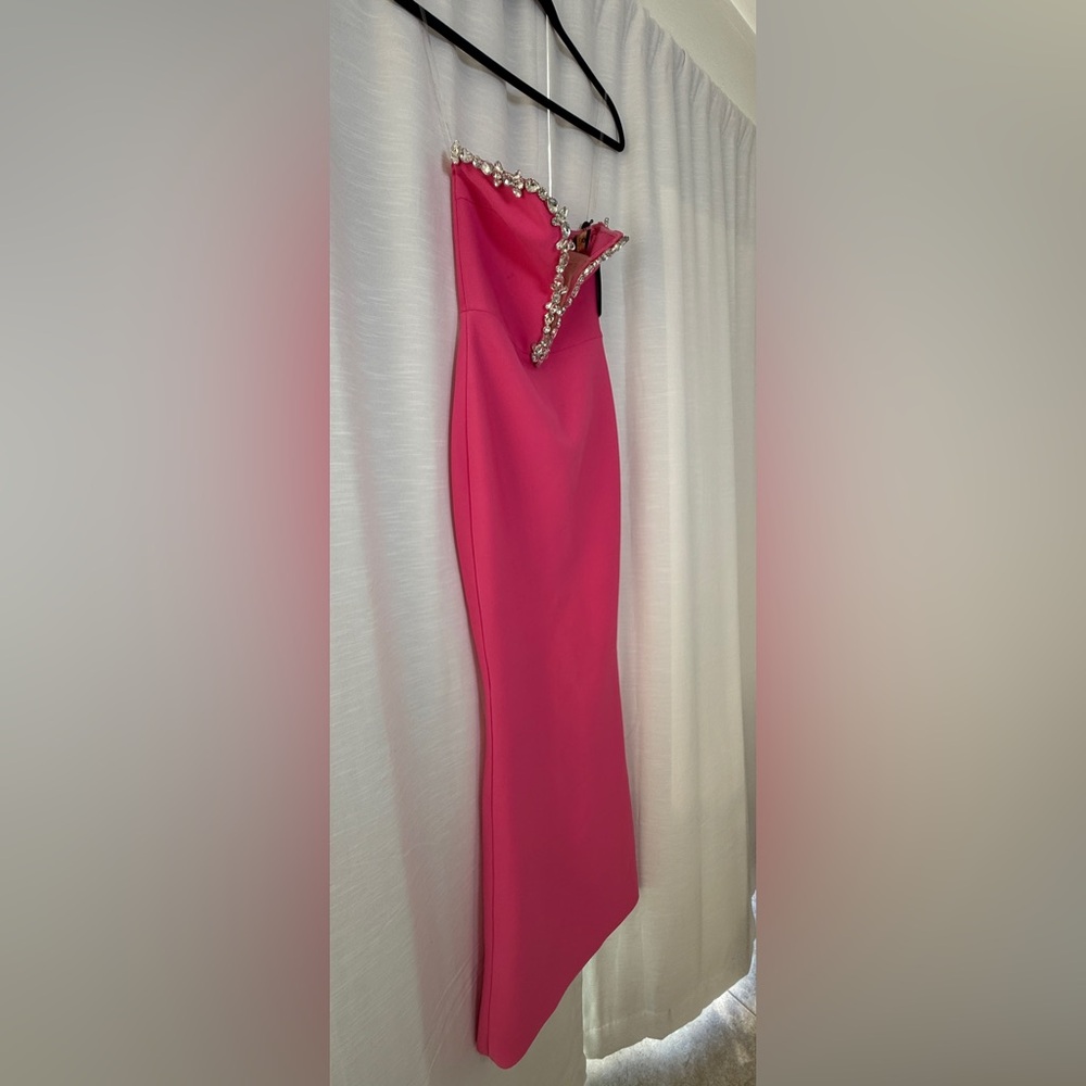Fashion Nova Odessa Embellished Bandage Gown Pink Strapless Maxi | NWT Size S - Picture 9 of 17